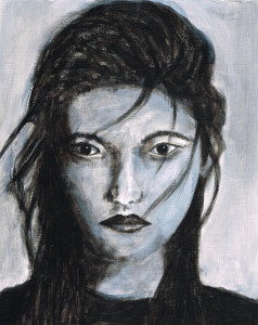 Frauenportrait 1, 34 x 27 cm, Acryl auf Papier